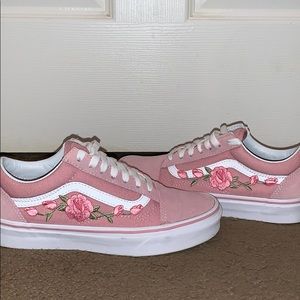Pink Flower Old School Vans